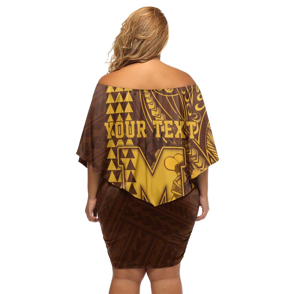Personalised Hawaii Mililani High School Family Matching Off Shoulder Short Dress and Hawaiian Shirt Tribal Tattoo With Hibiscus Flowers LT05 - Polynesian Pride