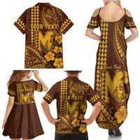 Personalised Hawaii Mililani High School Family Matching Summer Maxi Dress and Hawaiian Shirt Tribal Tattoo With Hibiscus Flowers LT05 - Polynesian Pride