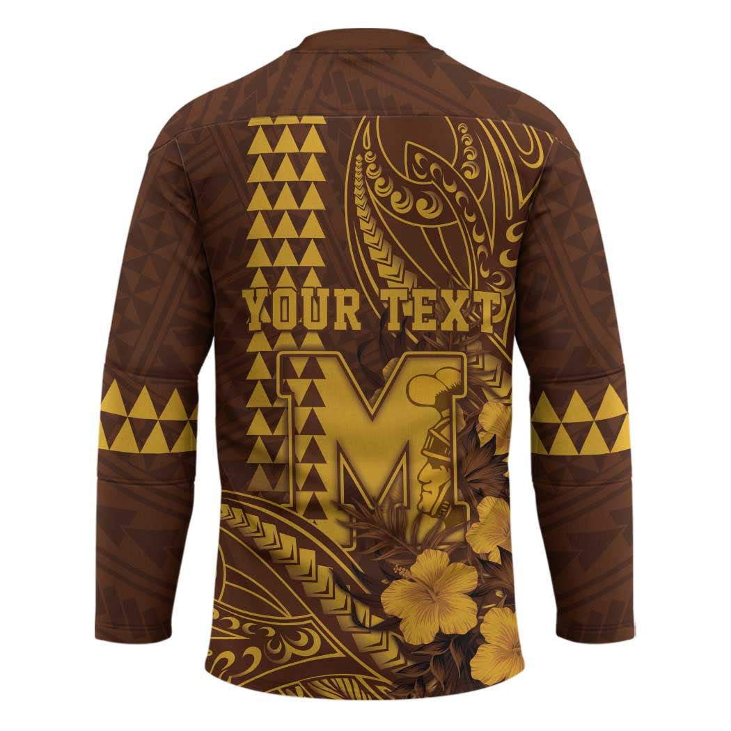 Personalised Hawaii Mililani High School Hockey Jersey Tribal Tattoo With Hibiscus Flowers