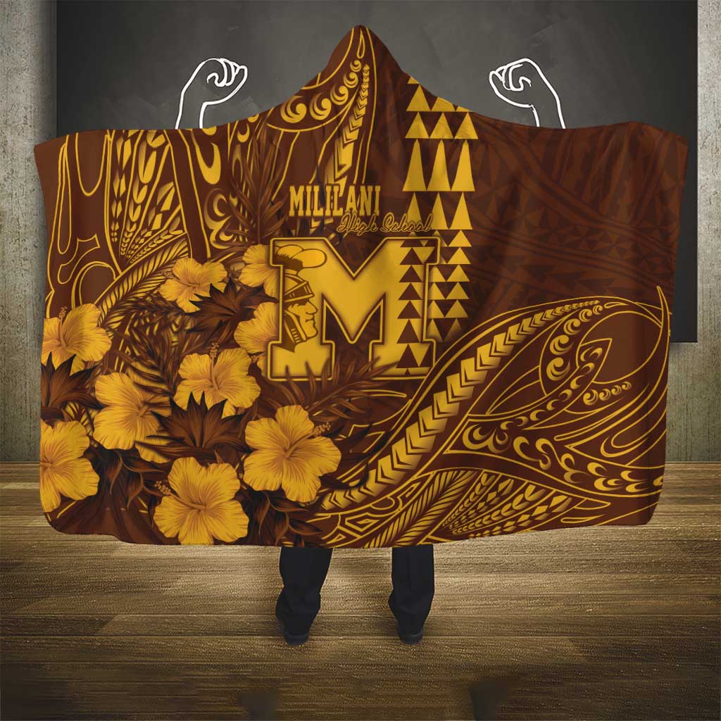 Hawaii Mililani High School Hooded Blanket Tribal Tattoo With Hibiscus Flowers