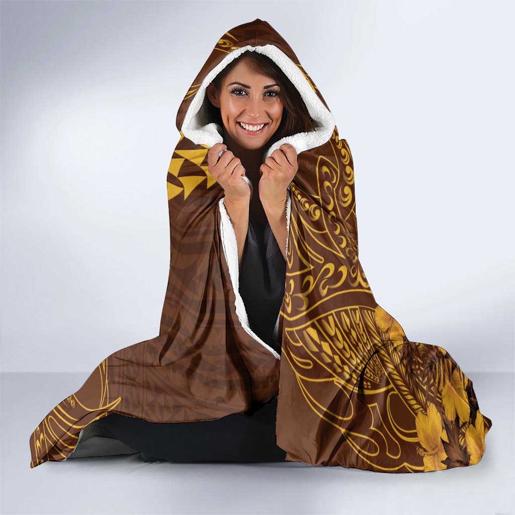 Hawaii Mililani High School Hooded Blanket Tribal Tattoo With Hibiscus Flowers