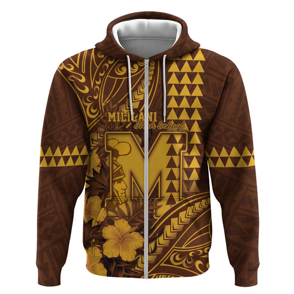 Personalised Hawaii Mililani High School Hoodie Tribal Tattoo With Hibiscus Flowers