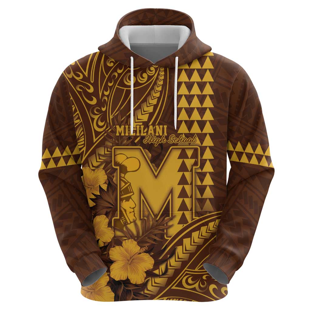 Personalised Hawaii Mililani High School Hoodie Tribal Tattoo With Hibiscus Flowers