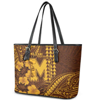Hawaii Mililani High School Leather Tote Bag Tribal Tattoo With Hibiscus Flowers