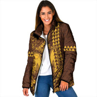 Personalised Hawaii Mililani High School Padded Jacket Tribal Tattoo With Hibiscus Flowers