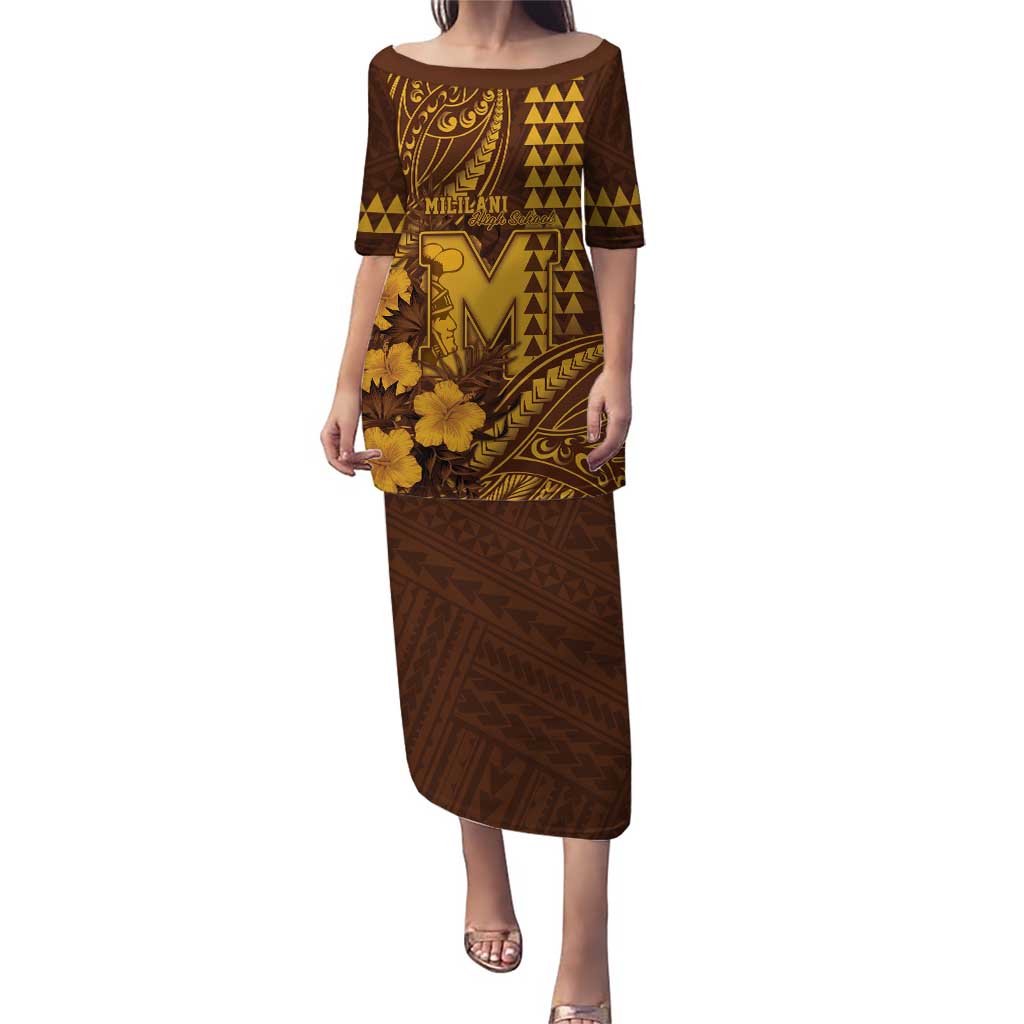 Personalised Hawaii Mililani High School Puletasi Tribal Tattoo With Hibiscus Flowers