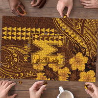 Hawaii Mililani High School Puzzle Tribal Tattoo With Hibiscus Flowers