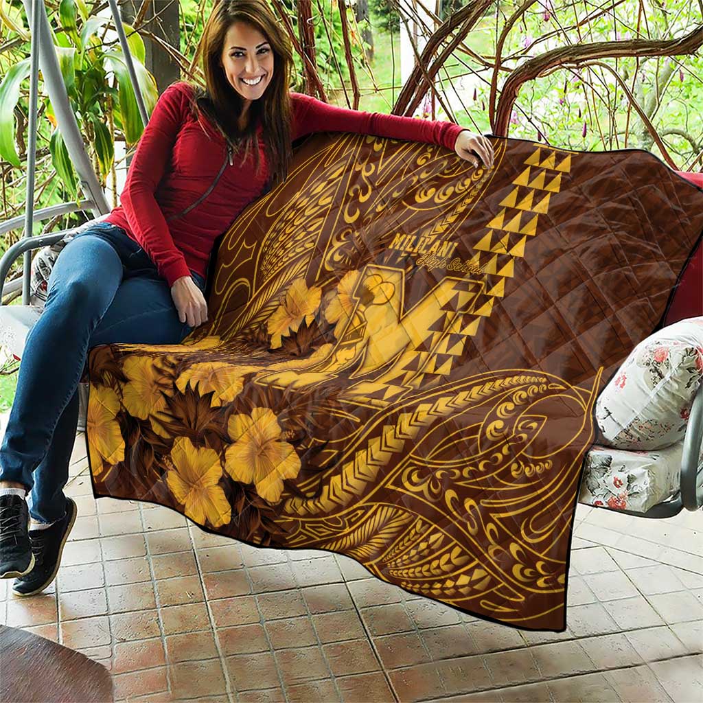 Hawaii Mililani High School Quilt Tribal Tattoo With Hibiscus Flowers
