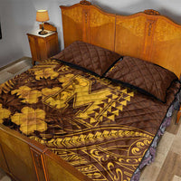 Hawaii Mililani High School Quilt Bed Set Tribal Tattoo With Hibiscus Flowers