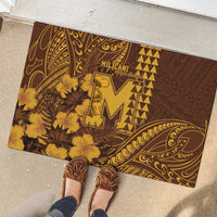 Hawaii Mililani High School Rubber Doormat Tribal Tattoo With Hibiscus Flowers
