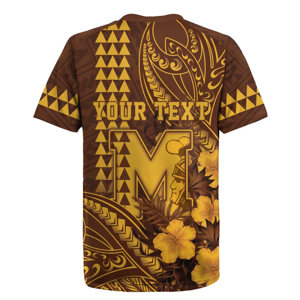Personalised Hawaii Mililani High School Rugby Jersey Tribal Tattoo With Hibiscus Flowers