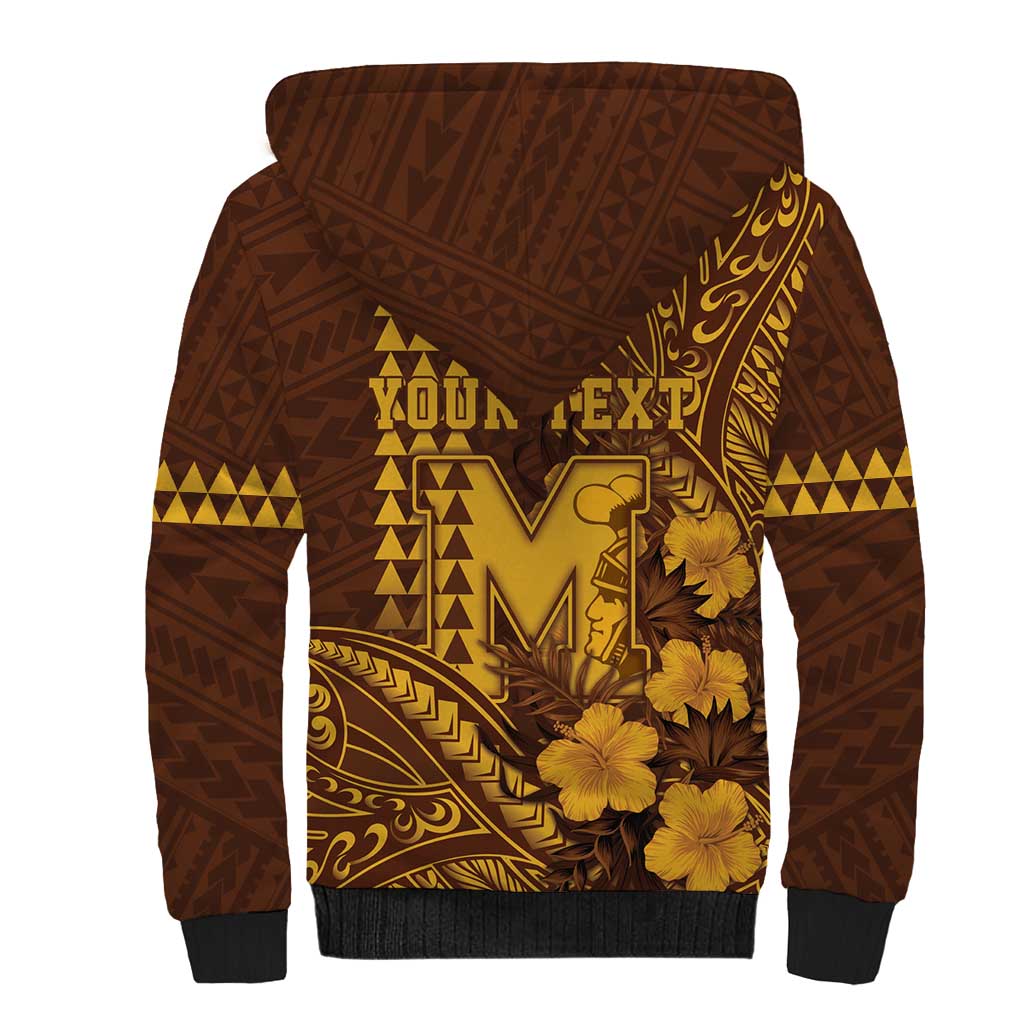Personalised Hawaii Mililani High School Sherpa Hoodie Tribal Tattoo With Hibiscus Flowers