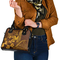 Hawaii Mililani High School Shoulder Handbag Tribal Tattoo With Hibiscus Flowers