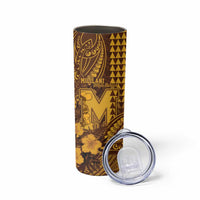 Personalised Hawaii Mililani High School Skinny Tumbler Tribal Tattoo With Hibiscus Flowers