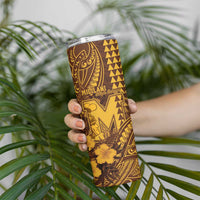 Personalised Hawaii Mililani High School Skinny Tumbler Tribal Tattoo With Hibiscus Flowers