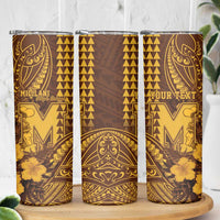 Personalised Hawaii Mililani High School Skinny Tumbler Tribal Tattoo With Hibiscus Flowers