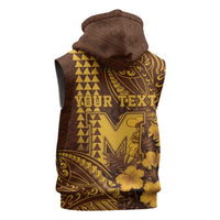 Personalised Hawaii Mililani High School Sleeveless Zip Hoodie Tribal Tattoo With Hibiscus Flowers