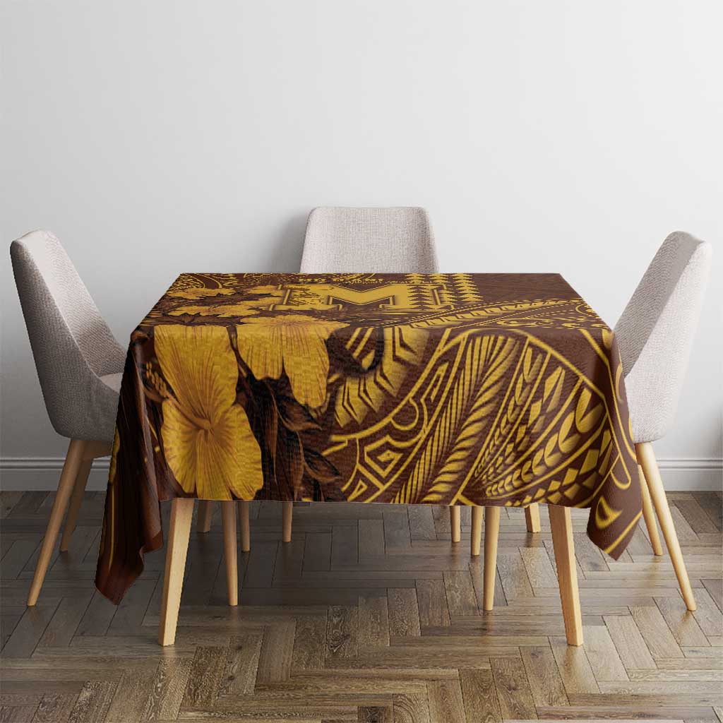 Hawaii Mililani High School Tablecloth Tribal Tattoo With Hibiscus Flowers