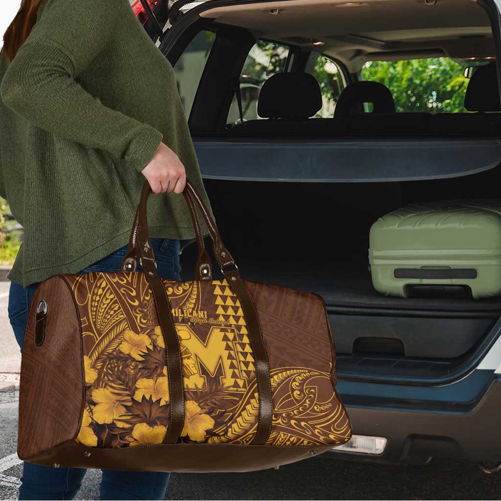 Hawaii Mililani High School Travel Bag Tribal Tattoo With Hibiscus Flowers