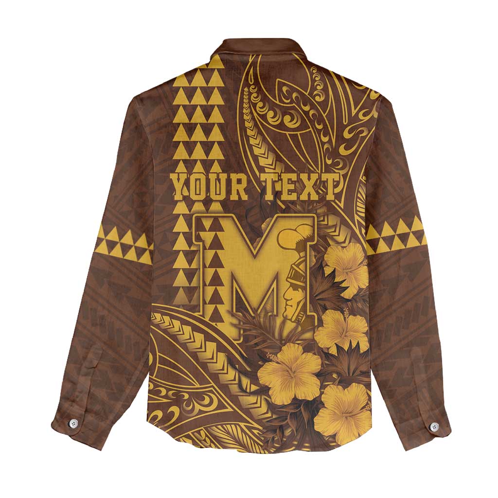 Personalised Hawaii Mililani High School Women Casual Shirt Tribal Tattoo With Hibiscus Flowers LT05 - Polynesian Pride