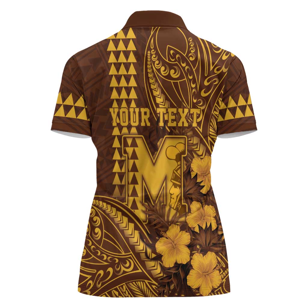 Personalised Hawaii Mililani High School Women Polo Shirt Tribal Tattoo With Hibiscus Flowers LT05 - Polynesian Pride