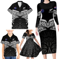 Custom New Zealand Cricket Family Matching Long Sleeve Bodycon Dress and Hawaiian Shirt Go Champions World Cup 2024 With Maori Pattern LT05 - Polynesian Pride