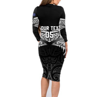 Custom New Zealand Cricket Family Matching Long Sleeve Bodycon Dress and Hawaiian Shirt Go Champions World Cup 2024 With Maori Pattern LT05 - Polynesian Pride