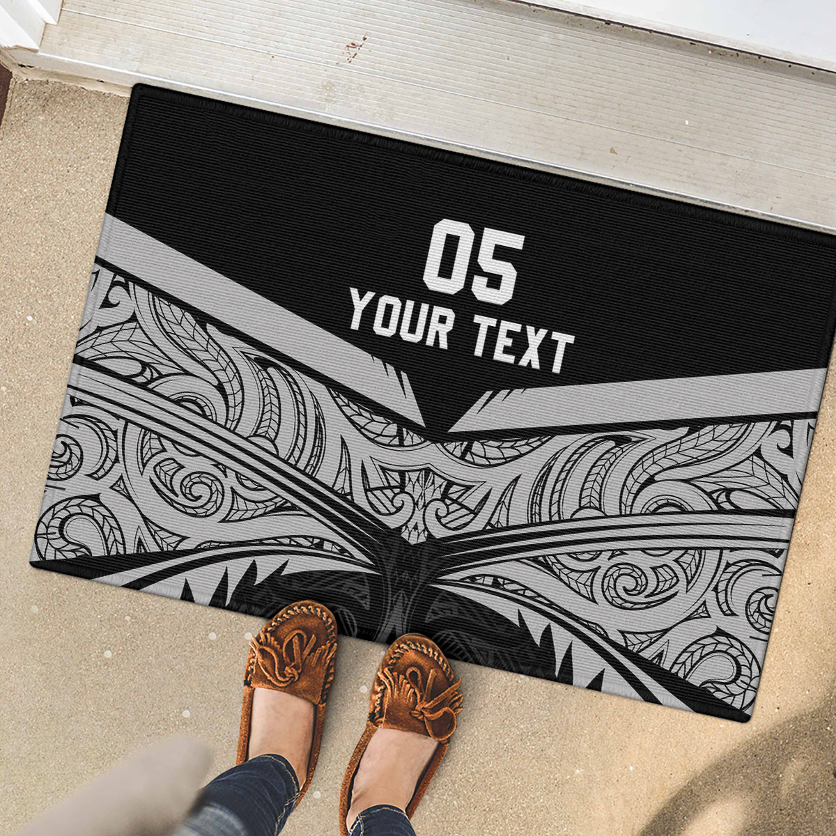 Custom New Zealand Cricket Rubber Doormat Go Champions World Cup 2024 With Maori Pattern