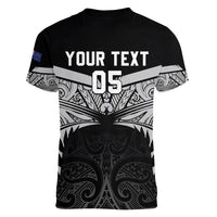 Custom New Zealand Cricket Women V-Neck T-Shirt Go Champions World Cup 2024 With Maori Pattern