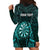 Personalised New Zealand Darts Hoodie Dress Turquoise Dart Board Maori Pattern