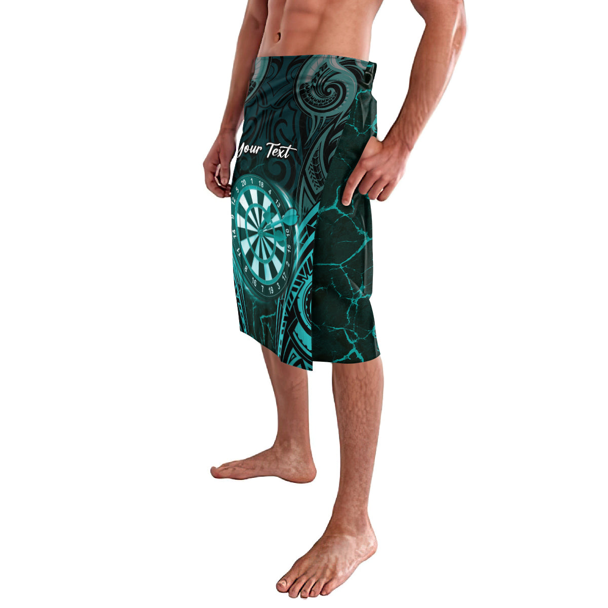 Personalised New Zealand Darts Lavalava Turquoise Dart Board Maori Pattern