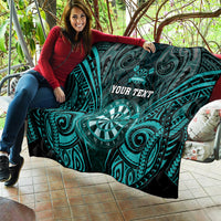 Personalised New Zealand Darts Quilt Turquoise Dart Board Maori Pattern