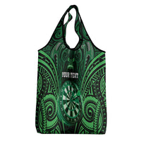 New Zealand Darts Personalised Grocery Bag Green Dart Board Maori Pattern