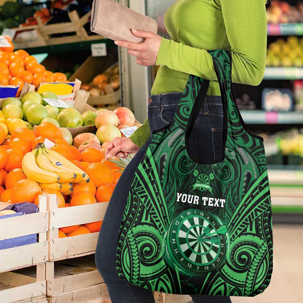 New Zealand Darts Personalised Grocery Bag Green Dart Board Maori Pattern