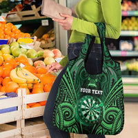 New Zealand Darts Personalised Grocery Bag Green Dart Board Maori Pattern