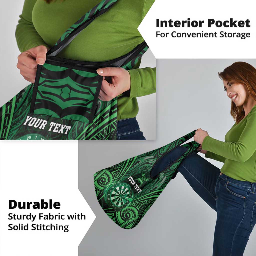 New Zealand Darts Personalised Grocery Bag Green Dart Board Maori Pattern