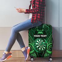 Personalised New Zealand Darts Luggage Cover Green Dart Board Maori Pattern
