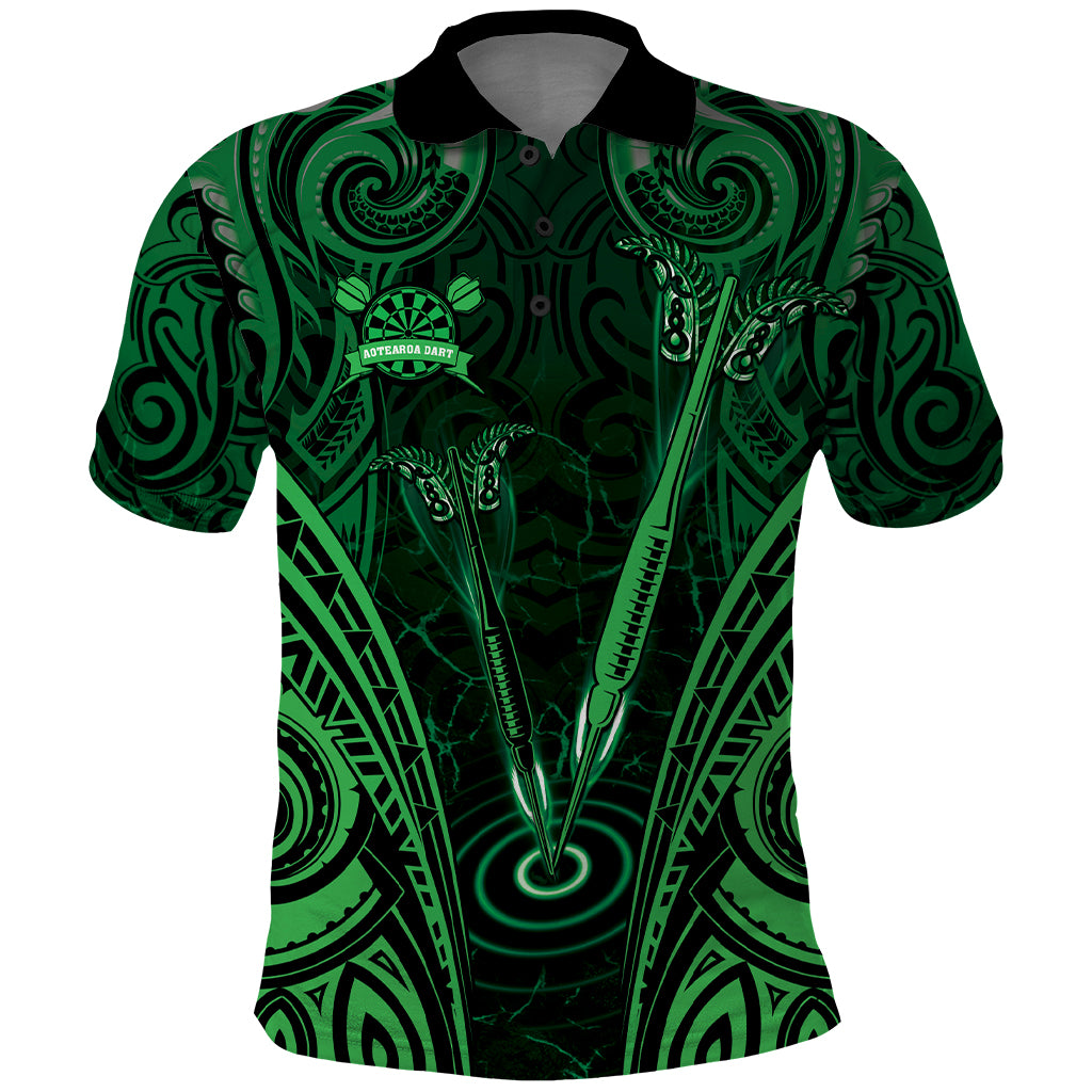 Personalised New Zealand Darts Polo Shirt Green Dart Board Maori Pattern LT05 Green - Polynesian Pride