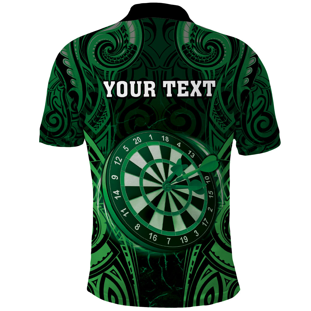 Personalised New Zealand Darts Polo Shirt Green Dart Board Maori Pattern LT05 - Polynesian Pride