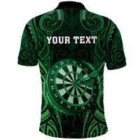 Personalised New Zealand Darts Polo Shirt Green Dart Board Maori Pattern