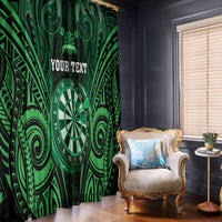 Personalised New Zealand Darts Window Curtain Green Dart Board Maori Pattern