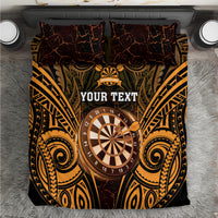 Personalised New Zealand Darts Bedding Set Gold Dart Board Maori Pattern