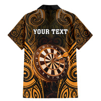 Personalised New Zealand Darts Family Matching Mermaid Dress and Hawaiian Shirt Gold Dart Board Maori Pattern