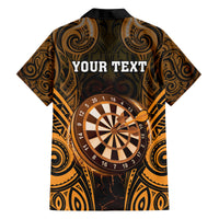 Personalised New Zealand Darts Family Matching Summer Maxi Dress and Hawaiian Shirt Gold Dart Board Maori Pattern