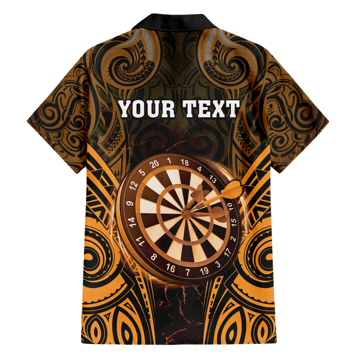 Personalised New Zealand Darts Hawaiian Shirt Gold Dart Board Maori Pattern