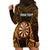 Personalised New Zealand Darts Hoodie Dress Gold Dart Board Maori Pattern