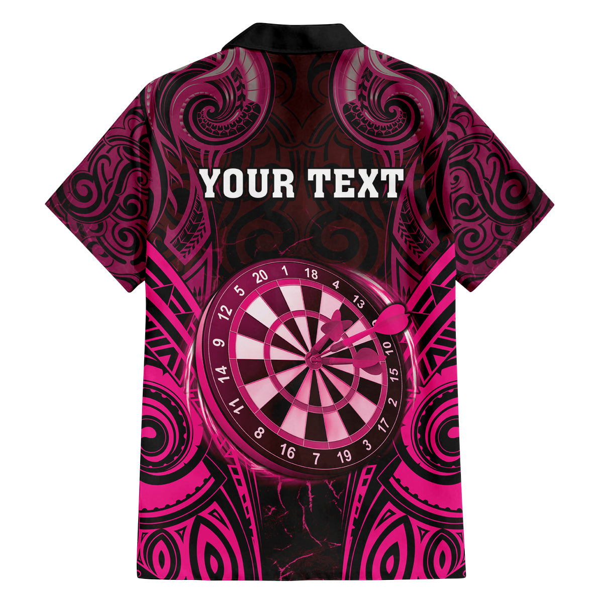 Personalised New Zealand Darts Family Matching Long Sleeve Bodycon Dress and Hawaiian Shirt Pink Dart Board Maori Pattern