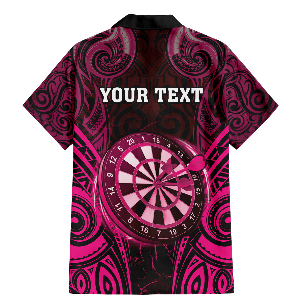 Personalised New Zealand Darts Family Matching Mermaid Dress and Hawaiian Shirt Pink Dart Board Maori Pattern