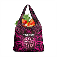 New Zealand Darts Personalised Grocery Bag Pink Dart Board Maori Pattern