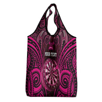 New Zealand Darts Personalised Grocery Bag Pink Dart Board Maori Pattern